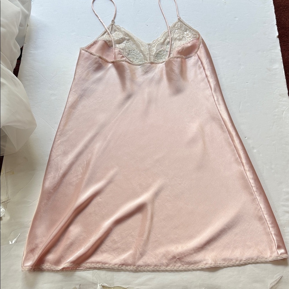 Vintage 90’s Cottagecore Ballet Pink Slip Dress Lace Mini Cute Loveshackfancy M - Picture 4 of 17